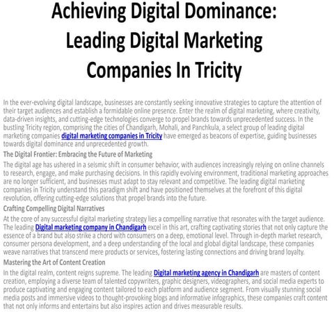 Top 10 digital marketing companies in chandigarh | PPTX