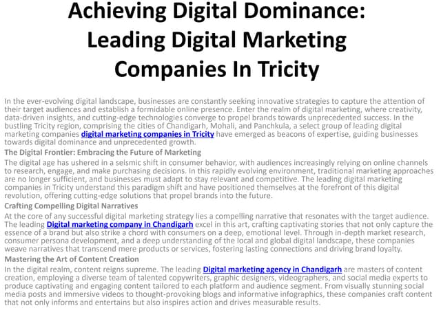 Top 10 Perusahaan Digital Marketing di Tricity: Panduan Lengkap untuk Memilih Mitra yang Tepat