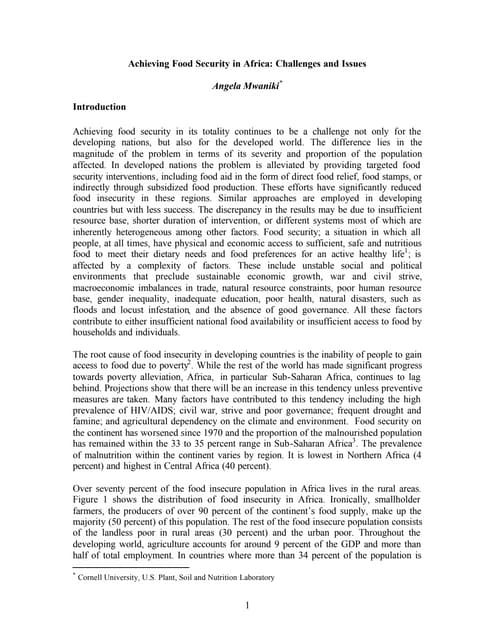 Achieving food security in Africa