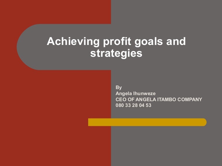 Achieving profit goals and strategies