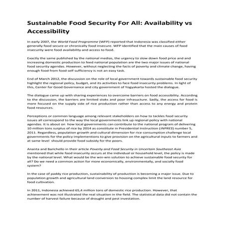 Achieving sustainable food security for all