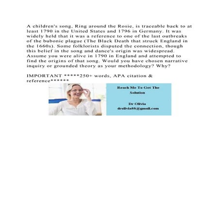 A childrens song, Ring around the Rosie, is traceable back to at le.docx