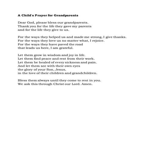 A childs prayer for grandparents | PDF