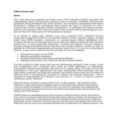 Achilles heel of crm