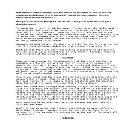 A Christmas Carol   Writing Guide