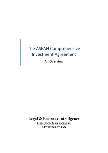 Dej-Udom & Associates - ASEAN Comprehensive Investment Agreement Overview