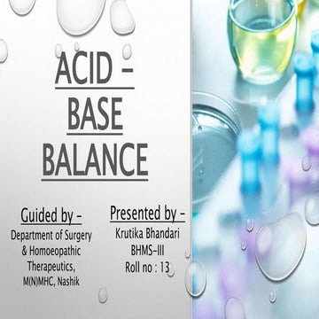 ACID - BASE BALANCE BY KRUTIKA BHANDARI - PRESENTATION