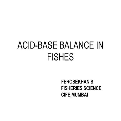 Acid Base Balance In Fishes