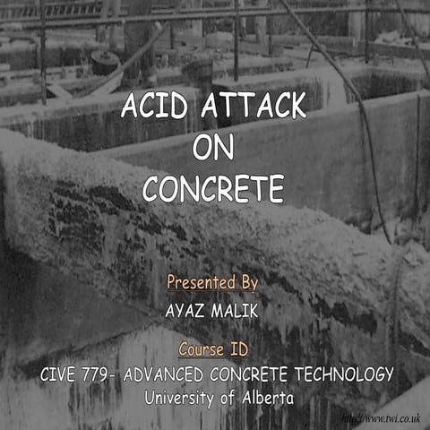 Acid attack on concrete