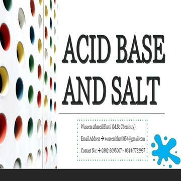Acid, base and salt wasi