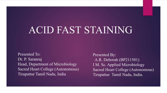 Acid fast staining