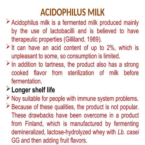 Acidophilus milk production and benefitspptx