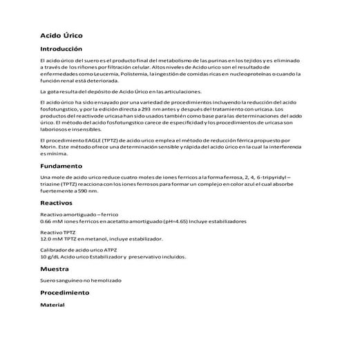 PRACTICA Analisis clinicos: Acido úrico