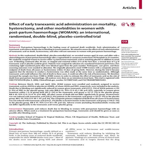 Acido tranexámico y hemorragia postparto