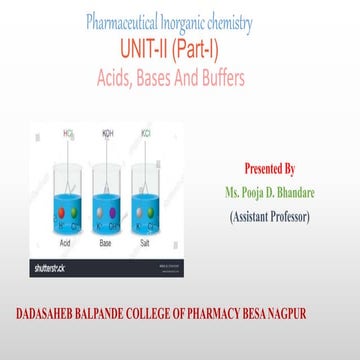 Acids, Bases And Buffers Pharmaceutical Inorganic chemistry UNIT-II (Part-I)