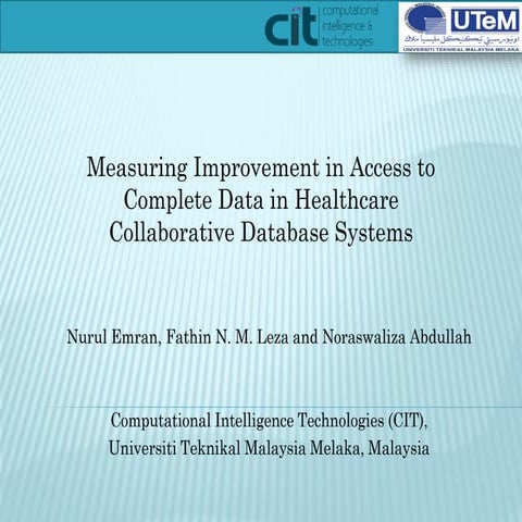 Measuring Improvement in Access to Complete Data in Healthcare Collaborative ...