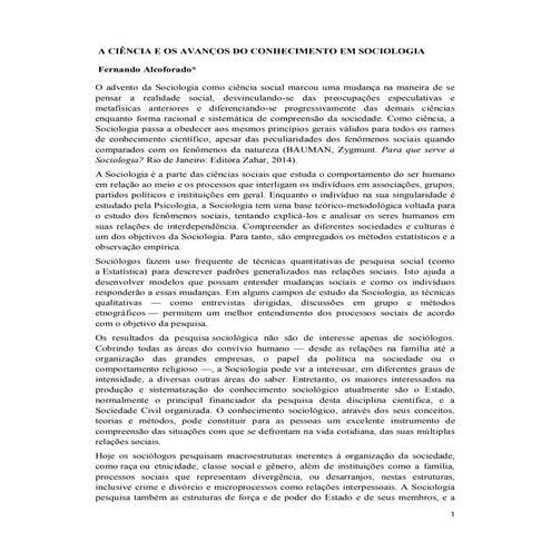 A contribuição da sociologia para a interpretação da realidade social ...