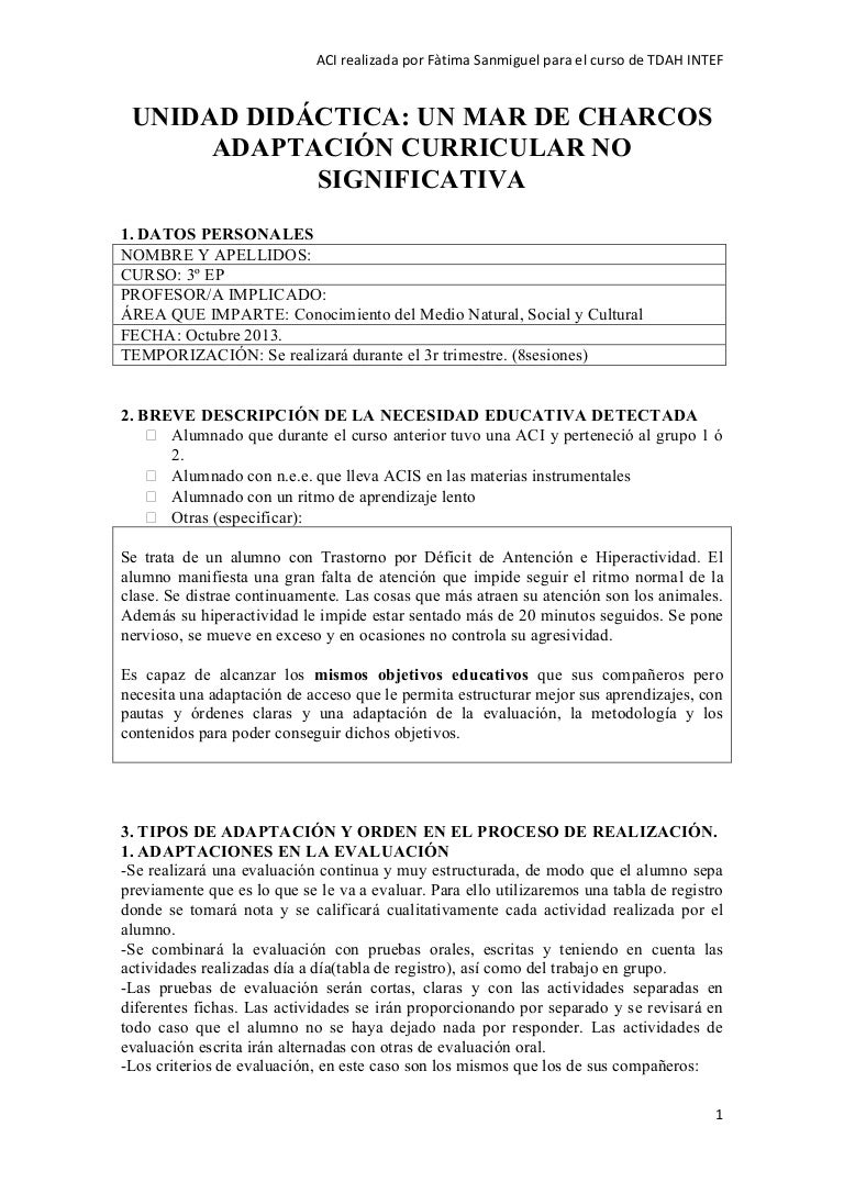 Aci no significativa para un alumno