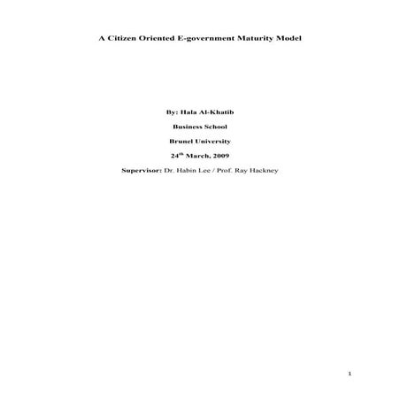 A citizen oriented e government maturity model