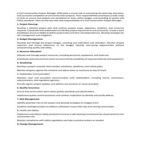 Civil construction project manager | DOCX