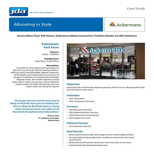 Allocating in Style: Across More Than 450 Stores, Ackermans Meets Consumers’ Fashion Needs via JDA Solutions