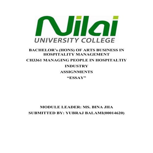 argumentative essay on the career on hospitality