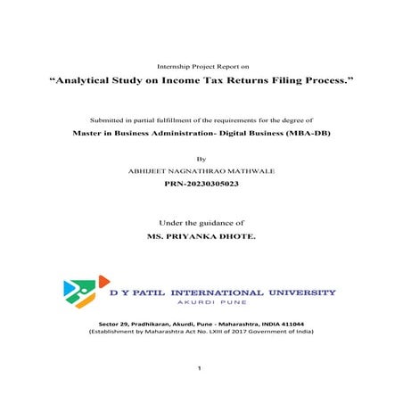 Analytical Study on Income Tax Returns Filing Process | PDF