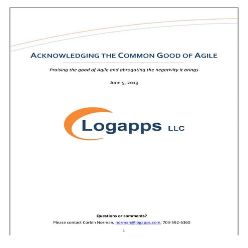 Acknowledging The Common Good of Agile