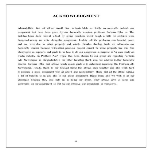 Acknowledgment on Newspaper