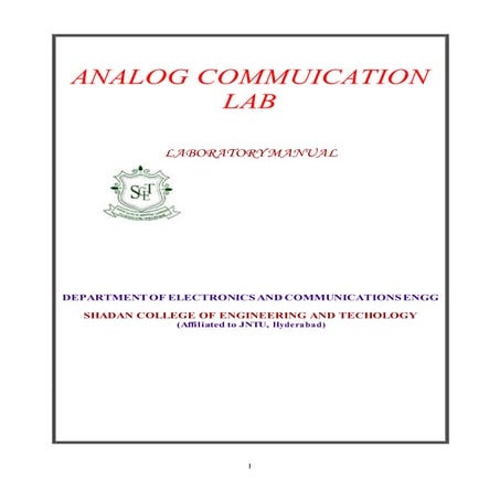 Analog Communication Engineering Lab Manual