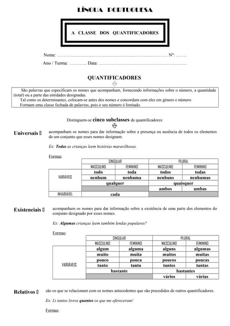 A classe dos quantificadores   fich...