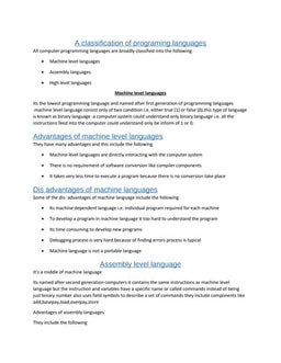 Classification of Programming Languages | PPT