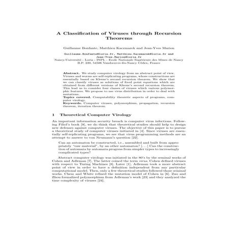 A classification of viruses through recursion theorems