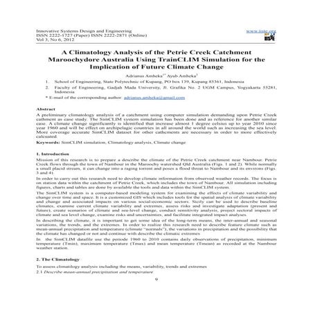 A climatology analysis of the petrie creek catchment maroochydore australia u...
