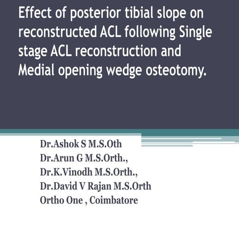 Effect of Posterior Tibial Slope on Reconstructed ACL Following Single ACL Re...