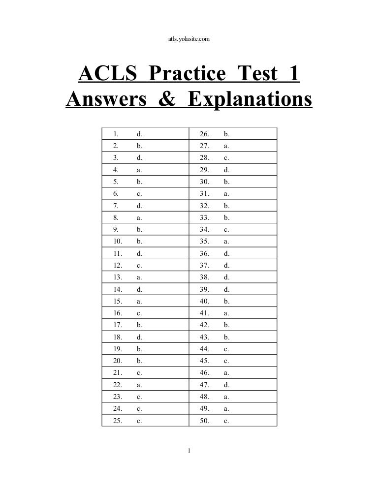 Acls 1 Answers Explanations Pdf