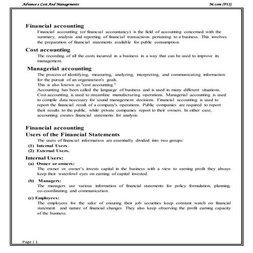 Managerial & Financial accounting