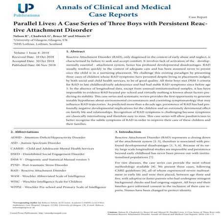 Parallel Lives: A Case Series of Three Boys with Persistent Reactive Attachme...