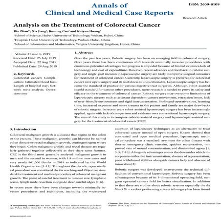 Analysis on the Treatment of Colorectal Cancer | PDF