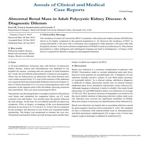 Abnormal Renal Mass in Adult Polycystic Kidney Disease: A Diagnostic Dilemm