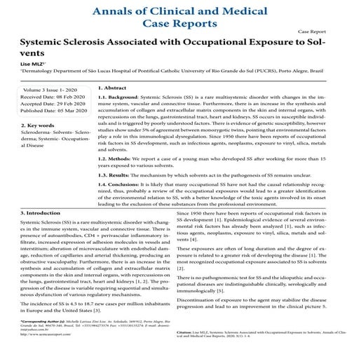 Systemic Sclerosis Associated with Occupational Exposure to Solvents