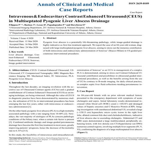 Intravenous & Endocavitary Contrast Enhanced Ultrasound (CEUS) in Multiseptated Pyogenic Liver Abscess Drainage