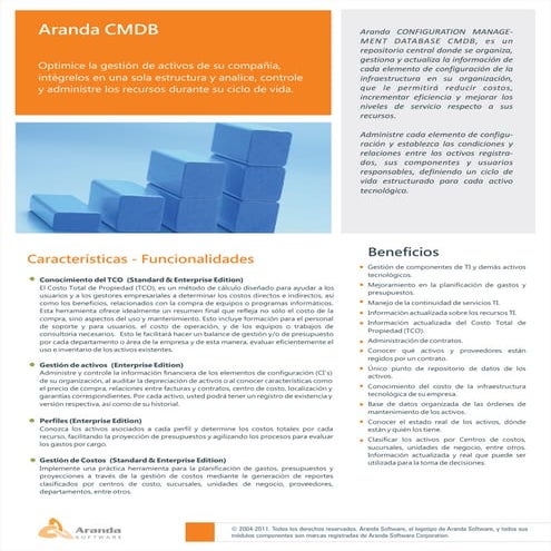 Aranda CMDB - Datasheet | PDF