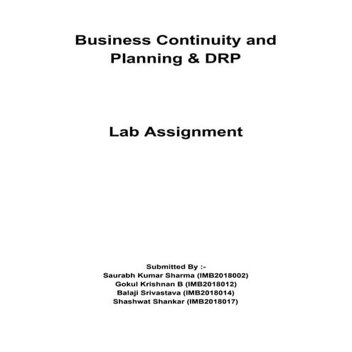 Business Continuity and Planning