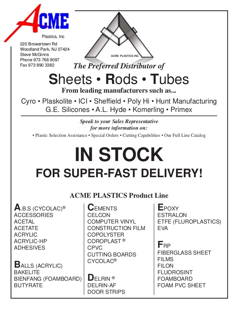 Acme Plastics Line Card