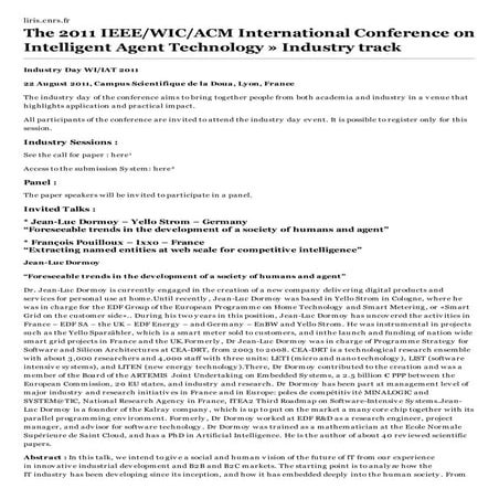 The 2011 IEEE/WIC/ACM International Conference on Web Intelligence » industry...