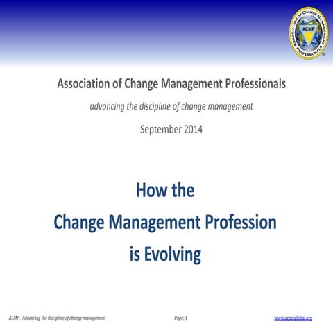 Overview of the Certified Change Management Professional (CCMP ...