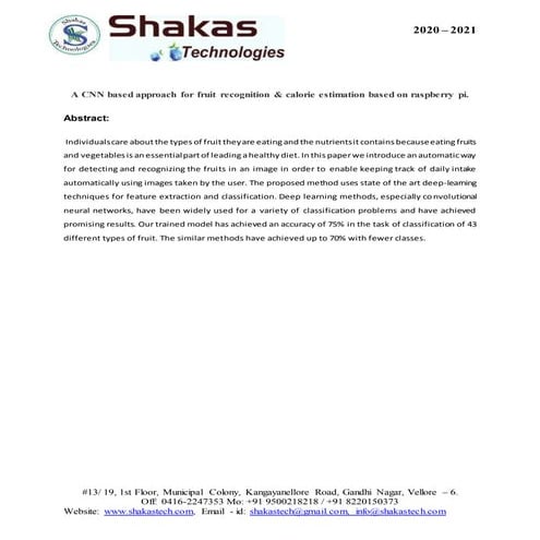 A cnn based approach for fruit recognition & calorie estimation based ...