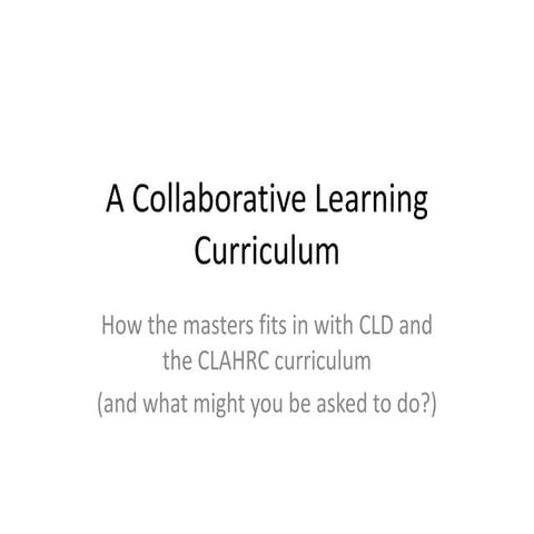A collaborative learning curriculum