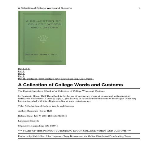 A collection of college words and customs